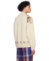 Sacai Off White Flower Embroidery Sweater