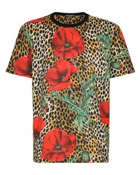 Dolce & Gabbana Floral Leopard Print T Shirt