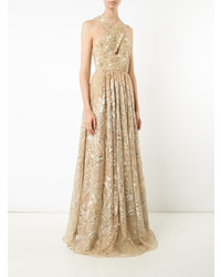 Marchesa Notte Floral Bead Embellished Gown
