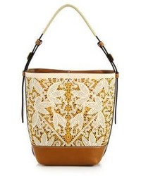 Tan Floral Leather Bag