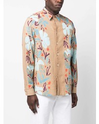 PS Paul Smith Floral Print Seersucker Cotton Shirt