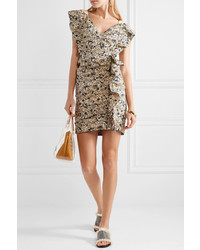 Isabel Marant Etoile Ruffled Printed Linen Mini Dress