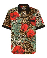 Dolce & Gabbana Leopard Floral Print Short Sleeve Shirt