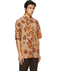 AMI Alexandre Mattiussi Orange Flower Printed Short Sleeve Shirt