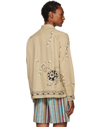 Bode Beige Embroidered Dandelion Shirt