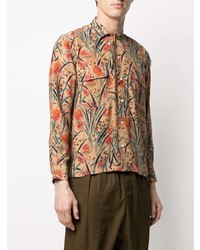 Bode Floral Print Long Sleeved Silk Shirt