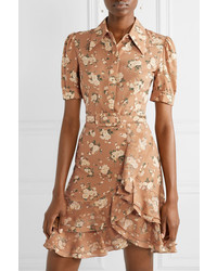 Michael Kors Collection Ruffled Floral Print Silk Tte Mini Dress