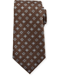 Isaia Neat Repeating Floral Silk Tie