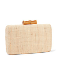 Kayu Just Married Embroidered Woven Straw Clutch