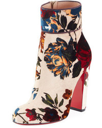 Christian Louboutin Moulamax Floral Velvet 100mm Red Sole Bootie