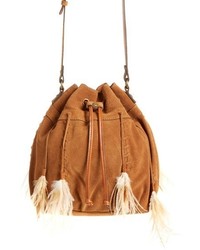 Tan Fringe Bucket Bag