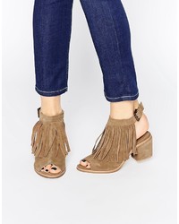 Tan Fringe Leather Ankle Boots