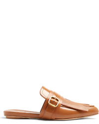 Marni Fringed Leather Backless Loafers