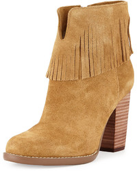 Tan Fringe Suede Ankle Boots