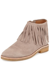 Kate Spade New York Betsie Suede Flat Fringe Ankle Boot Truffle