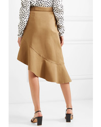 Self-Portrait Asymmetric Ruffled Cotton Canvas Skirt