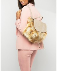 Glamorous Backpack With Faux Fur Detail