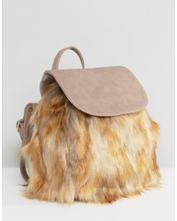Glamorous Backpack With Faux Fur Detail