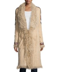 Haute Hippie Embellished Fur Coat Buff