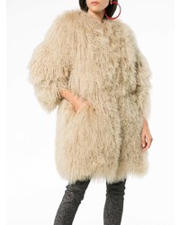 Saint Laurent Oversized Mongolian Lamb Fur Coat