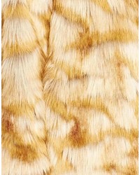 Asos Petite Coat In Pelted Vintage Faux Fur Shawl Collar