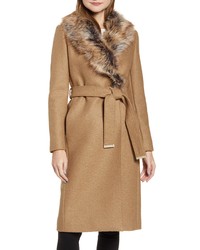 Ted Baker London Corinna Wool Coat With Faux Fur Collar