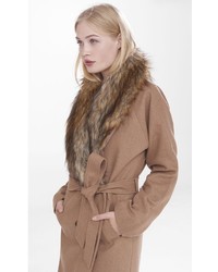 Extreme Faux Fur Collar Belted Coat
