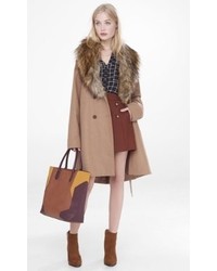 Extreme Faux Fur Collar Belted Coat