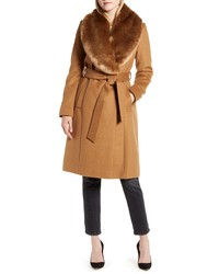 Rachel Parcell Faux Fur Collar Wool Blend Coat