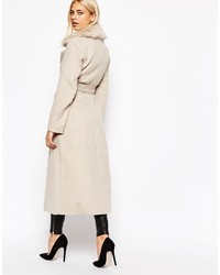 Oasis Formal Duster Coat With Fur Collar