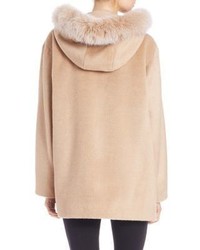 Sofia Cashmere Fur Trim Alpaca Wool Coat