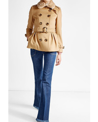 Burberry Wool And Cashmere Coat With Rabbit Fur Collar