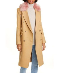 Smythe Wool Blend Cape Coat With Removable Faux Fur Collar