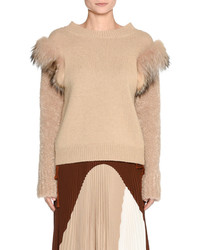 Agnona Knit Fur Trim Sweater
