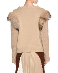 Agnona Knit Fur Trim Sweater