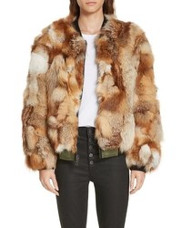 Alice + Olivia Becky Reversible Genuine Fox Fur Bomber Jacket