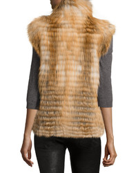 GORSKI Fox Fur Stand Collar Vest Tan