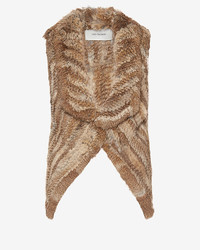 Yves Salomon Knitted Rabbit Fur Vest Brown