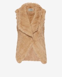 Yves Salomon Knitted Rabbit Fur Vest Camel