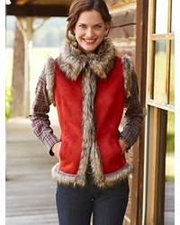 Pendleton Luxe Faux Fur And Suede Vest