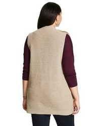 Cliche Plus Size Faux Fur Sweater Vest Tan Clich