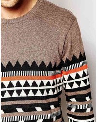 Asos Brand Sweater With Geo Tribal Design