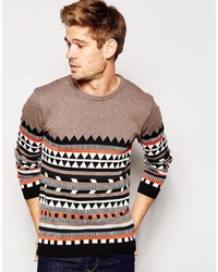 Asos Brand Sweater With Geo Tribal Design