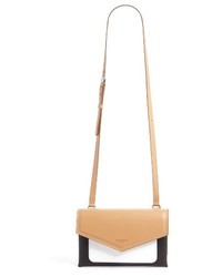 Tan Geometric Leather Crossbody Bag