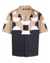 Tan Geometric Short Sleeve Shirt