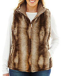 KC Collections Quilted Reversible Faux Fur Vest Plus