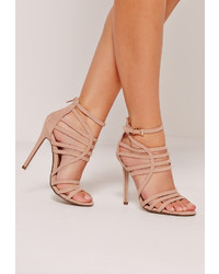 Missguided Extreme Strappy Gladiator Heels Nude