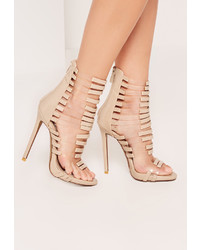 Missguided Nude Perspex Panelled Strappy Gladiator Heels