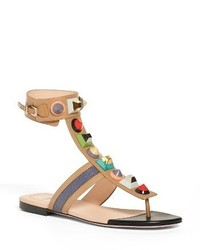 Fendi Rainbow Studded Colorblock Gladiator Sandal