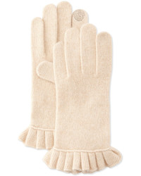Portolano Cashmere Blend Ruffle Tech Gloves Oatmeal